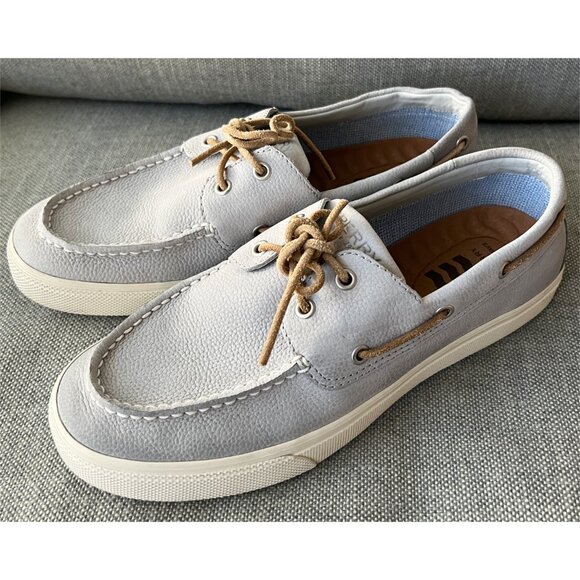 Sperry Bahama Plushwave Boat Shoes in Light Gray Leather, Men's 9.5 - Picture 2 of 8